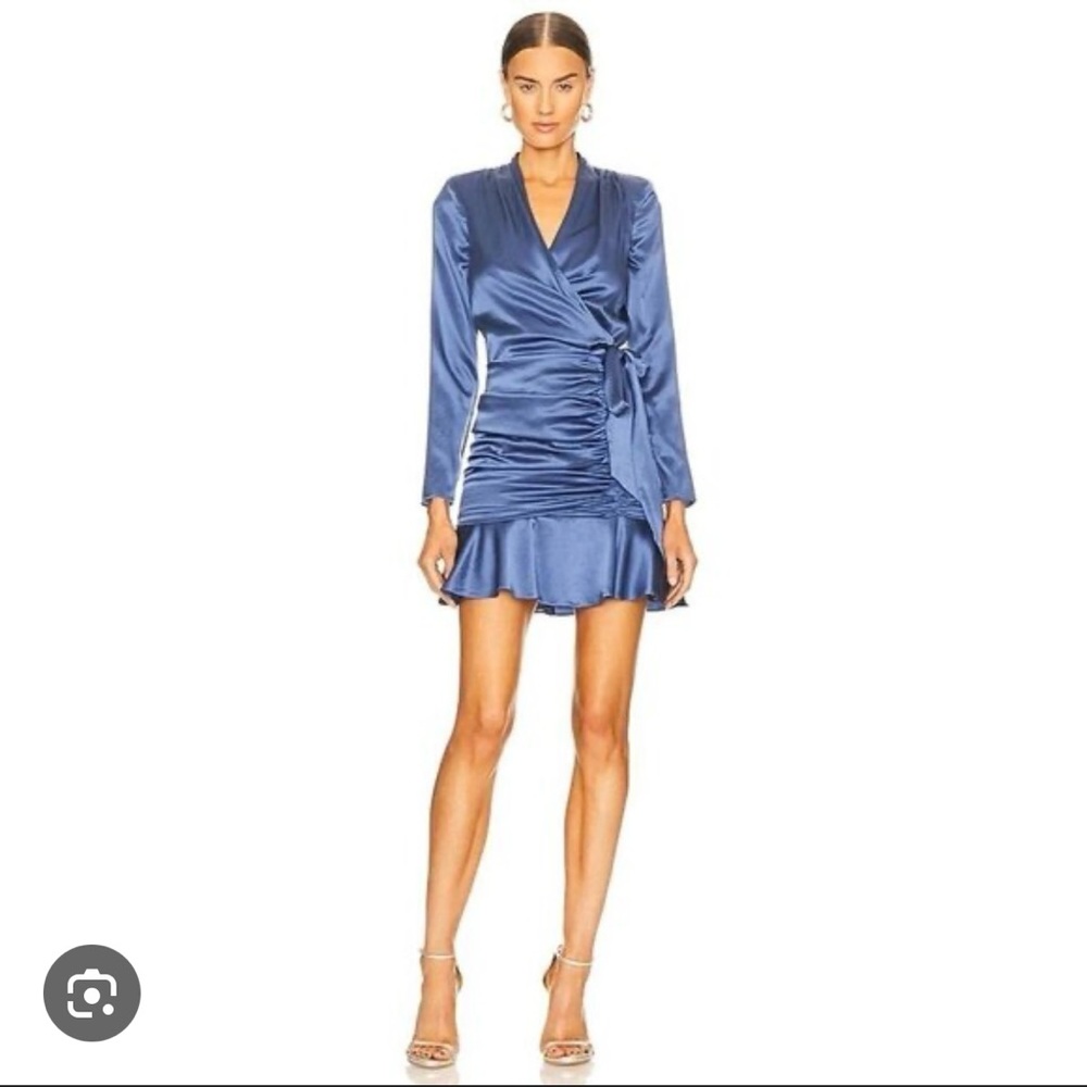 Veronica Beard brand new Blue Satin Long Sleeve Dress